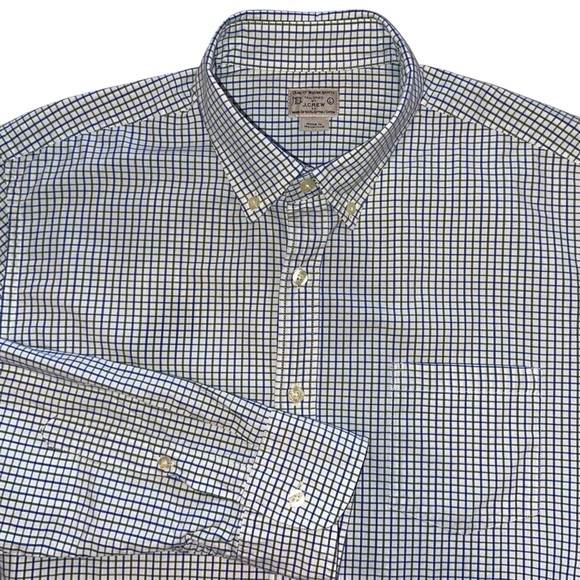 J. Crew Other - Vtg J. Crew Shirt Mens 100% Cotton White Plaid Button Down Woven ~ Size L